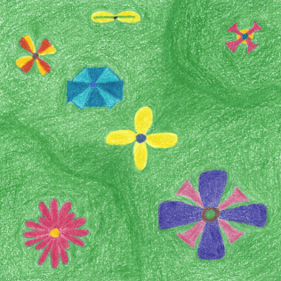 Flowers on Grassy Hills, colored pencil drawing by Darren Olsen at The Draw