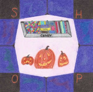 Candy Shop Stop, colored pencil drawing by Darren Olsen at The Draw