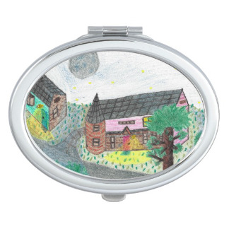 Magical Night Nighttime Scene Compact Mirror, product at The Draw on Zazzle