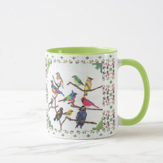 The Gathering Colorful Songbirds Patterned Mug