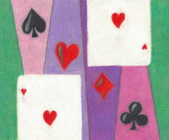 Two Cards in Love, colored pencil drawing by Darren Olsen at The Draw