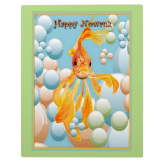 Happy Nowruz Goldfish Plaque, product at Taiche on Zazzle