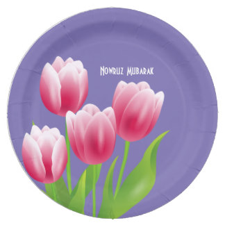 Spring Tulips Persian New Year Party Paper Plates, product at MAIRIN STUDIO on Zazzle