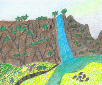 Sunny Falls, colored pencil drawing by Darren Olsen at The Draw