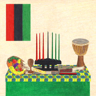 Gather 'Round Kwanzaa Creations, colored pencil drawing by Darren Olsen at The Draw